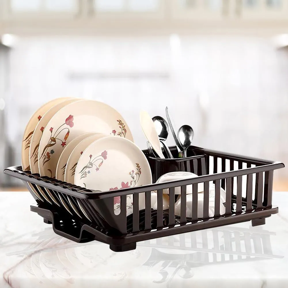 1134 3 in 1 Large Durable Kitchen Sink Dish Rack/Drainer Washing Basket with Tray
