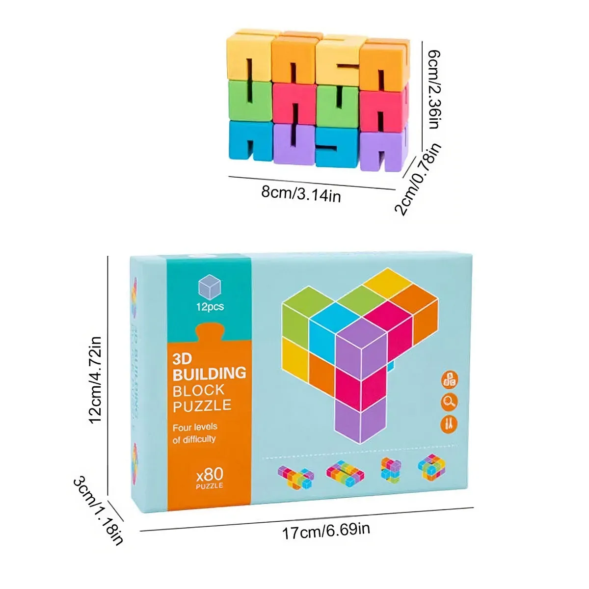 12 Piece 3D Building Block Puzzle