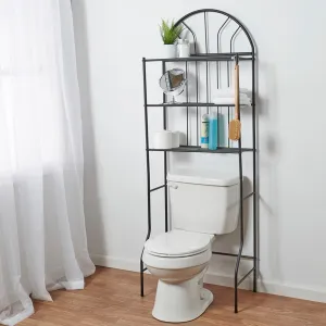 2 Shelf Steel Bathroom Space Saver, Black
