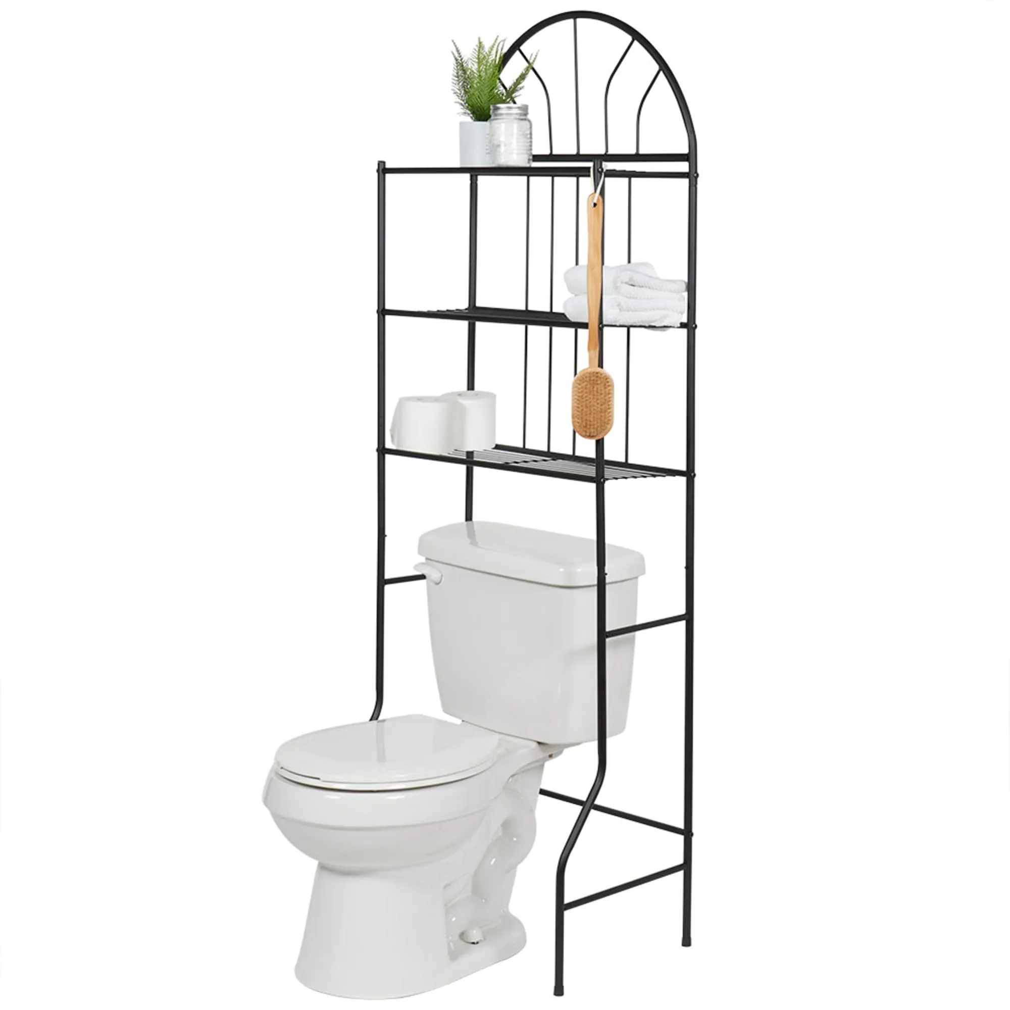 2 Shelf Steel Bathroom Space Saver, Black