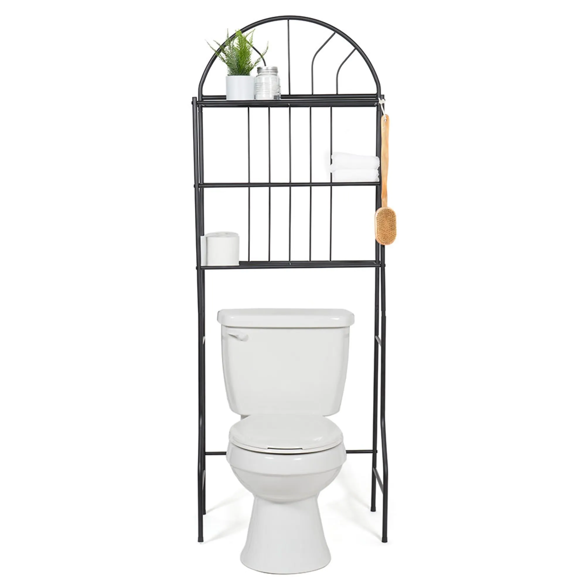 2 Shelf Steel Bathroom Space Saver, Black
