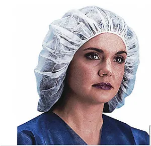 21" White Polypropylene Bouffant Surgical Cap