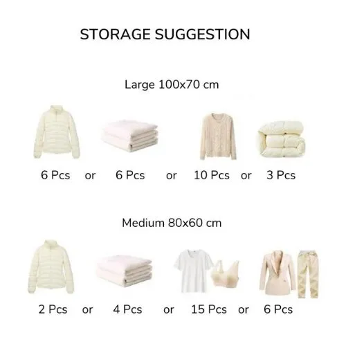6pcs Vacuum Storage Bag for Clothes Space Saver Compressed Bags with Pump 60x80cm