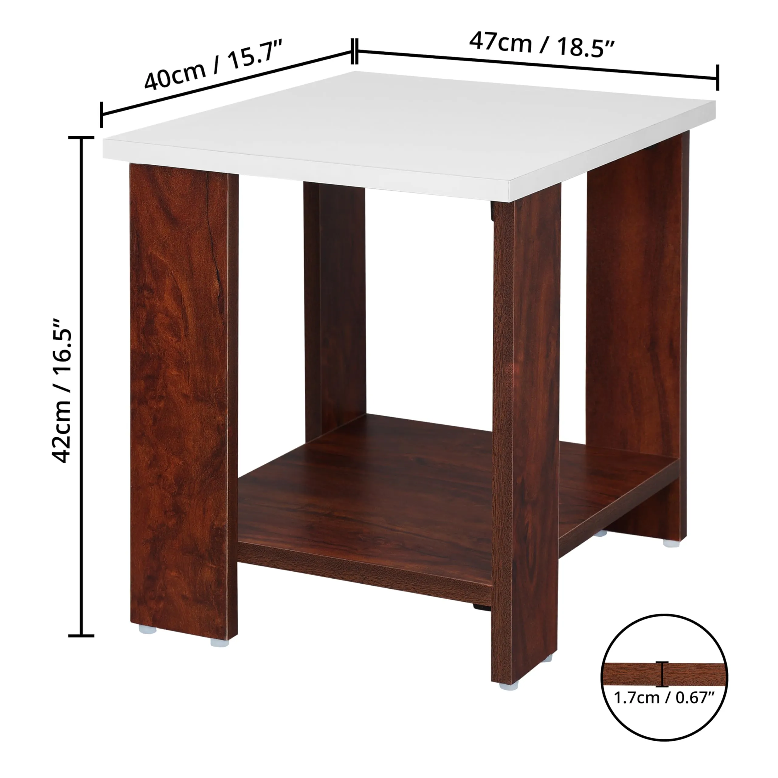 ABOUT SPACE Wooden Side Table - Night Stand & End Table Organiser - DIY Space Saver Storage Organizer - Bedside Furniture for Bedroom,Living Room,Hallway(L 47 x B 40 x H 42 cm)