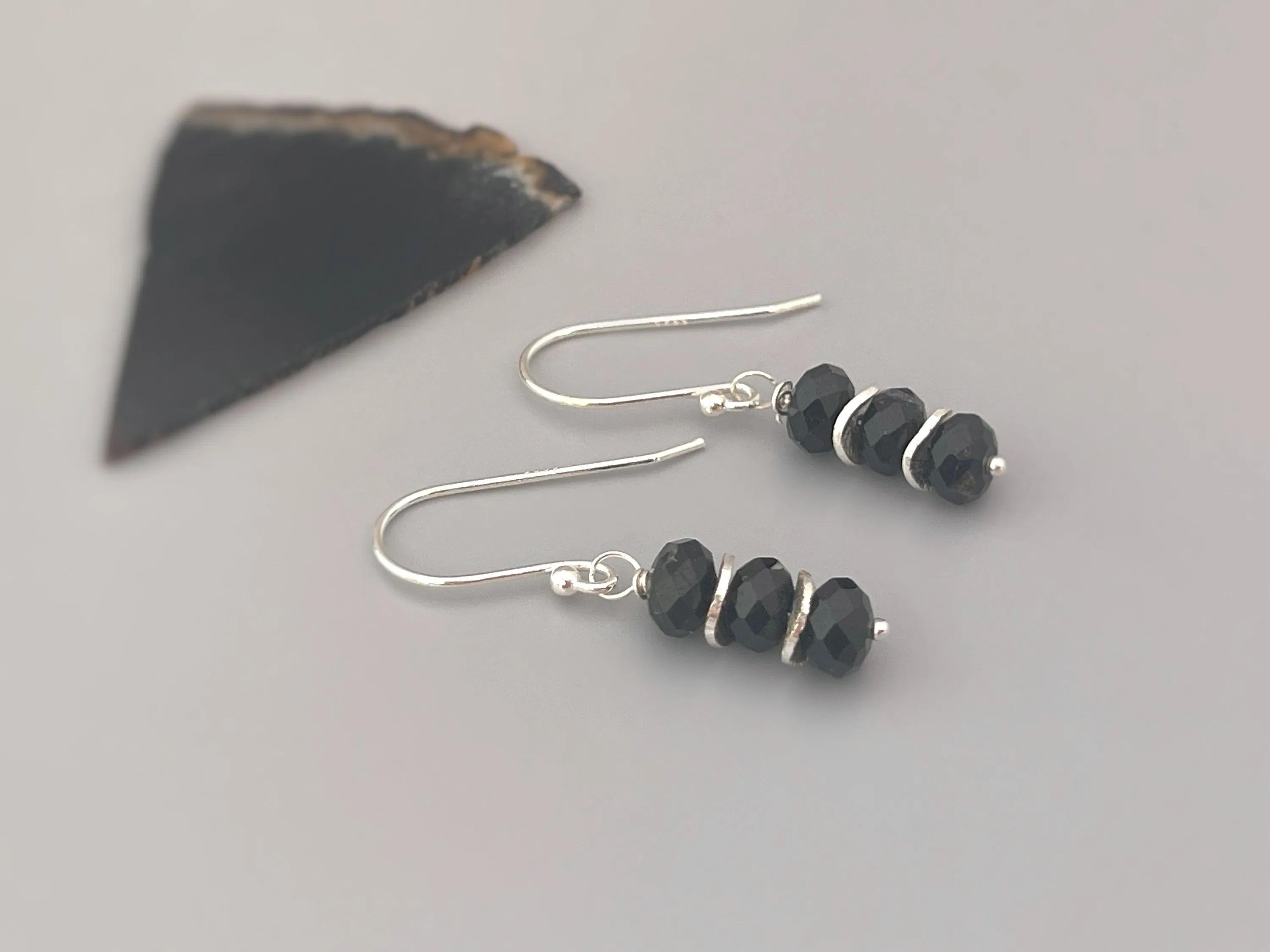 Black Tourmaline Earrings dangle, 14k gold, sterling silver boho dangly black gemstone lightweight everyday jewelry for women Birthstone
