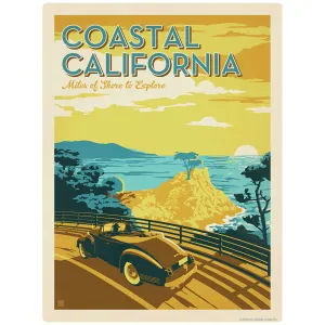 Coastal California Woodie Wagon Vinyl Sticker