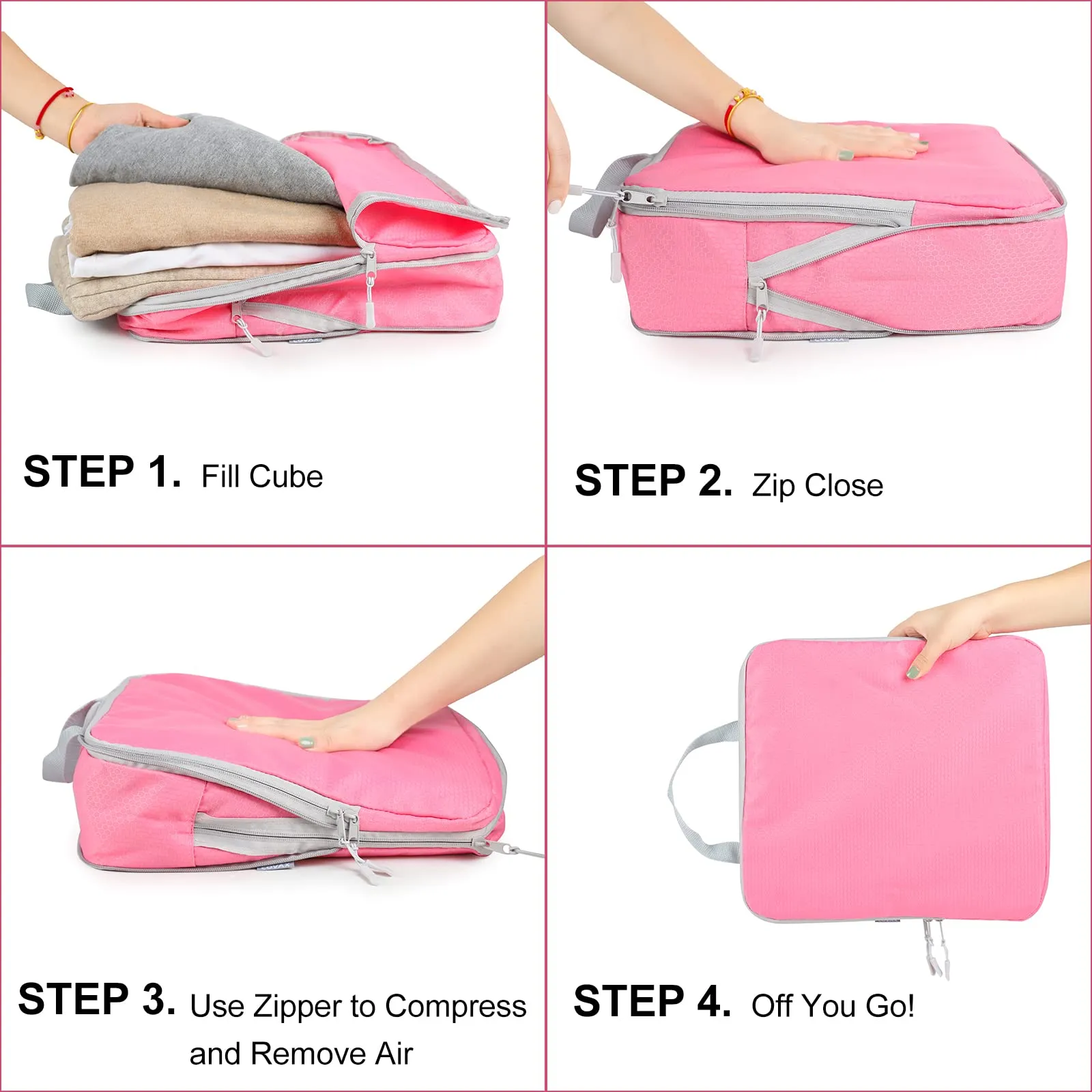 Compression Packing Cubes Set for Carry-On Luggage
