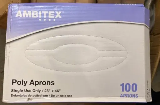 Disposable Single Use Ambitex Poly Aprons - Box of 100