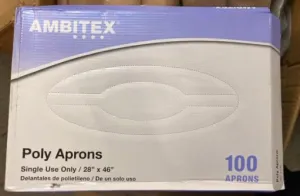 Disposable Single Use Ambitex Poly Aprons - Box of 100