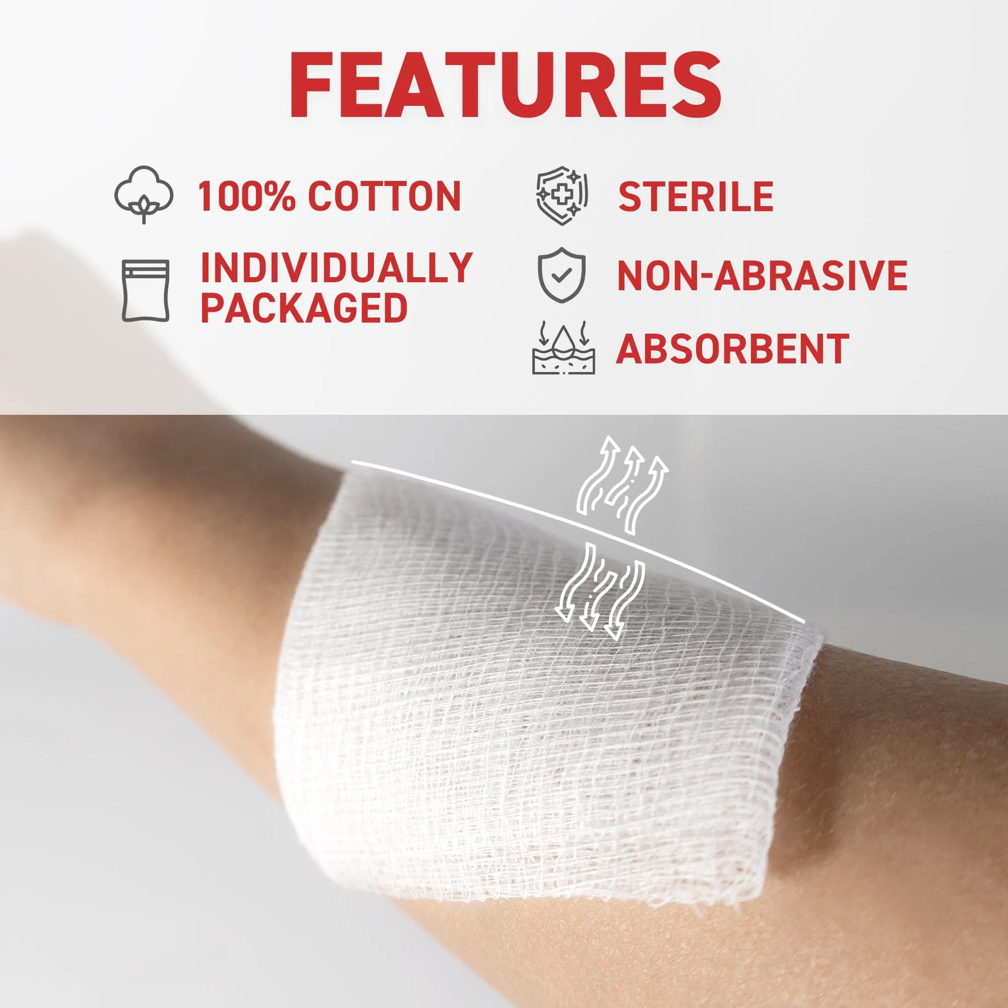 Gauze Pad, 3" x 3", 12-ply, Sterile - Ready First Aid