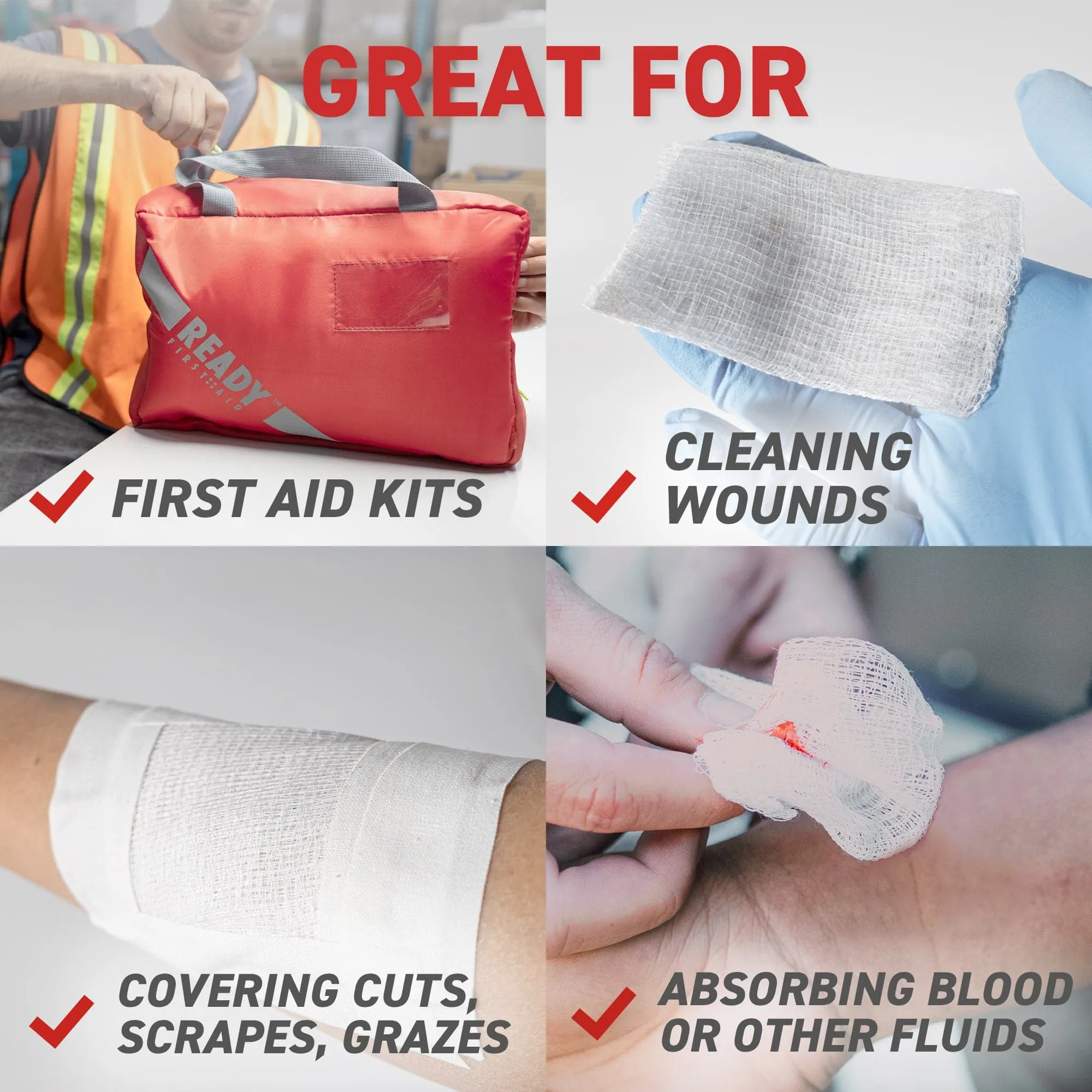 Gauze Pad, 3" x 3", 12-ply, Sterile - Ready First Aid