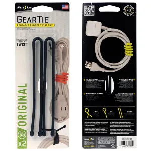 Gear Tie, Black - 12" (2 Pack)