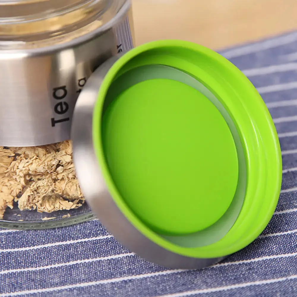 HippoMart Stainless Steel Lid Airtight Glass Canister [Multiple Size]