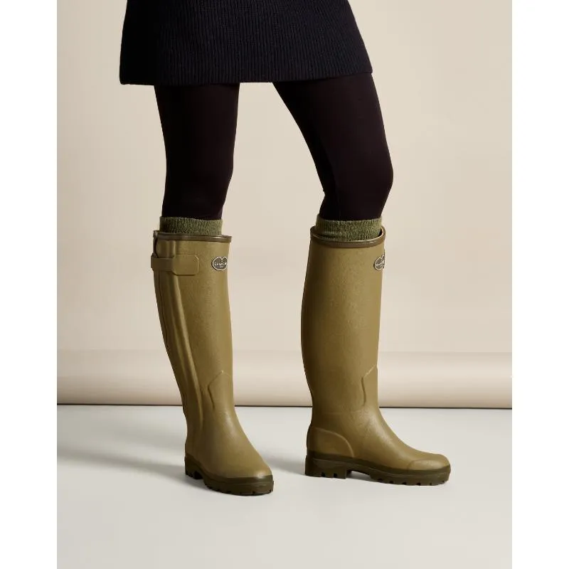 Le Chameau Ladies Chasseur Neoprene Lined Full Zip Boot - Iconic Green
