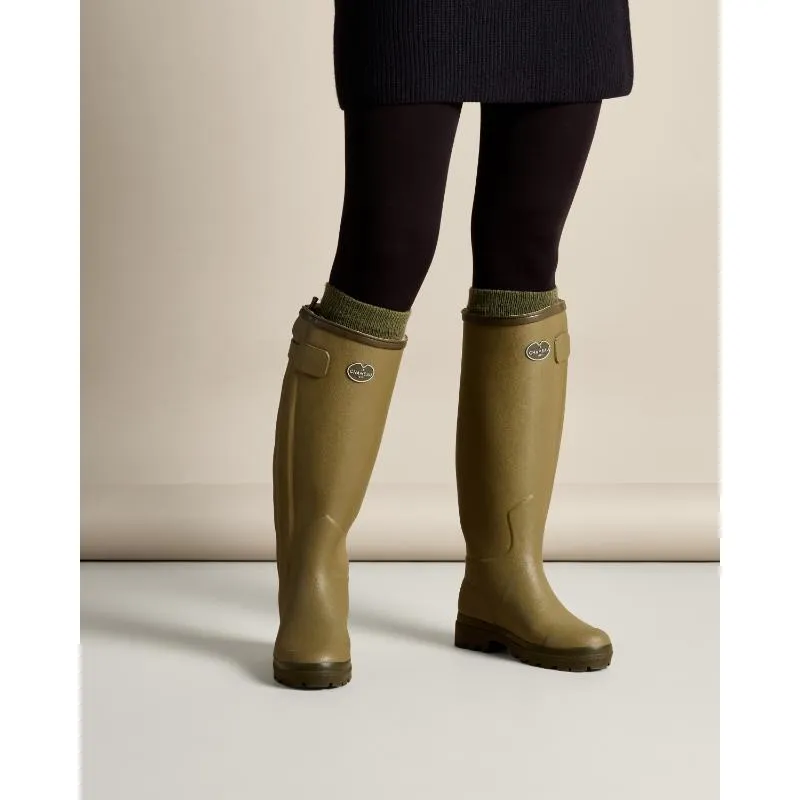 Le Chameau Ladies Chasseur Neoprene Lined Full Zip Boot - Iconic Green