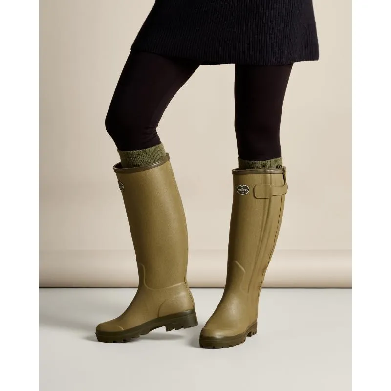 Le Chameau Ladies Chasseur Neoprene Lined Full Zip Boot - Iconic Green
