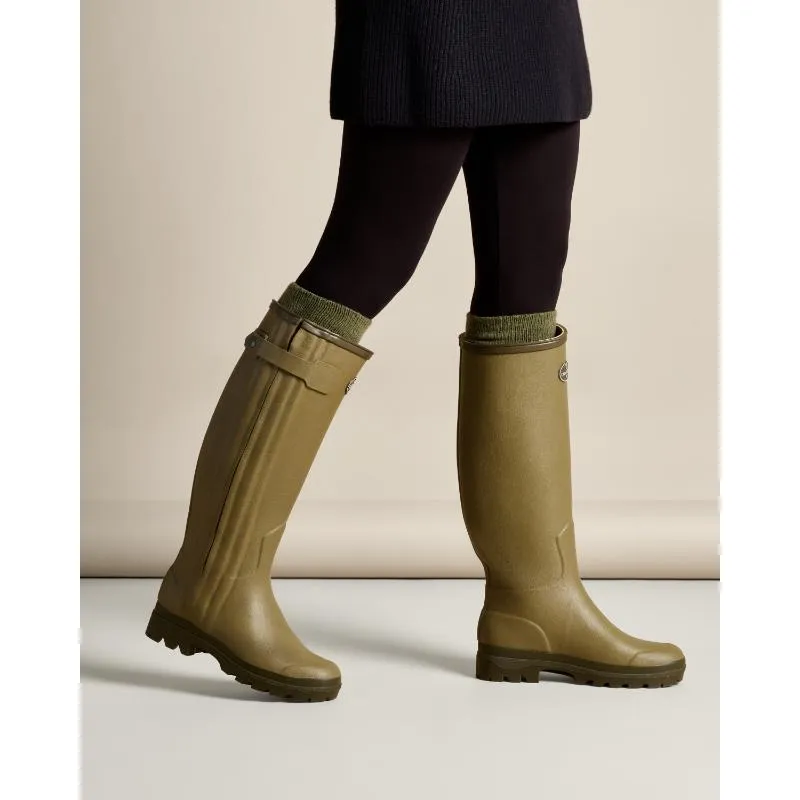 Le Chameau Ladies Chasseur Neoprene Lined Full Zip Boot - Iconic Green