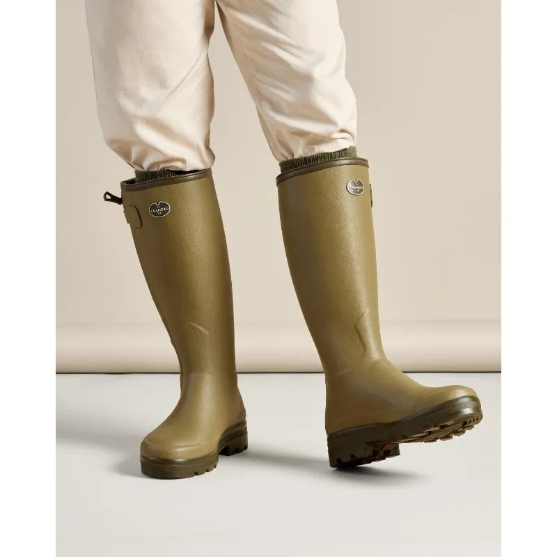 Le Chameau Mens Chasseur Neoprene Lined Full Zip Boot - Iconic Green