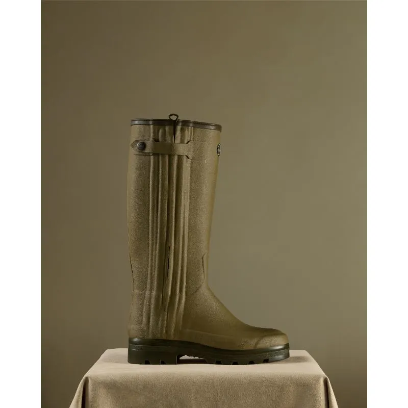 Le Chameau Mens Chasseur Neoprene Lined Full Zip Boot - Iconic Green