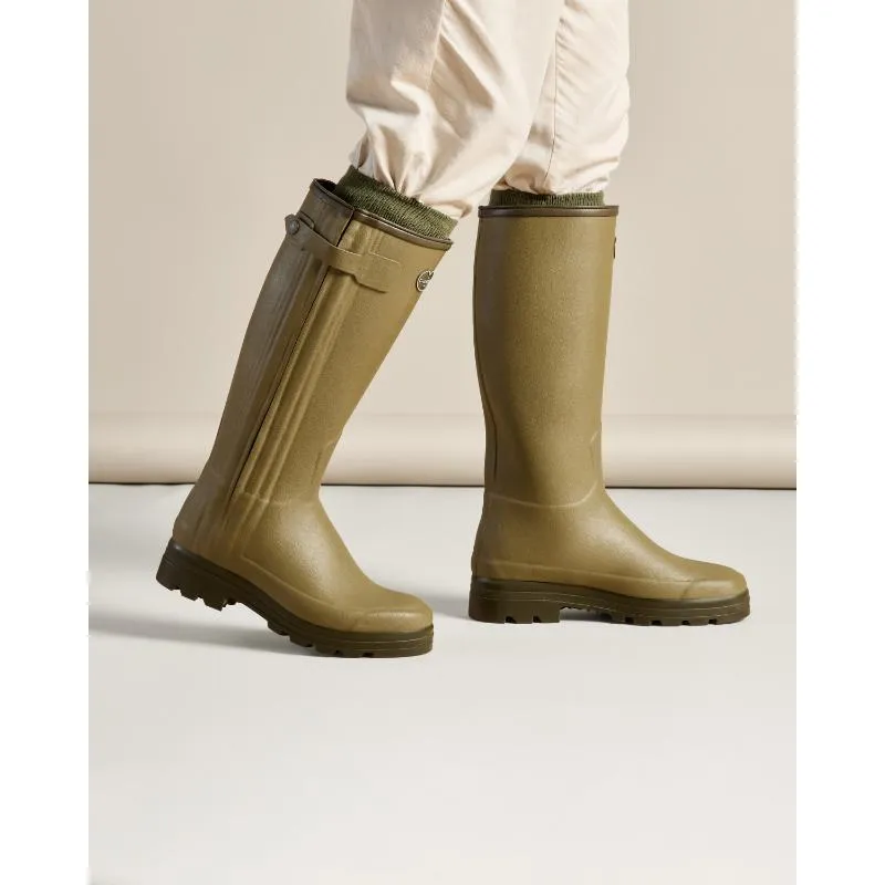 Le Chameau Mens Chasseur Neoprene Lined Full Zip Boot - Iconic Green