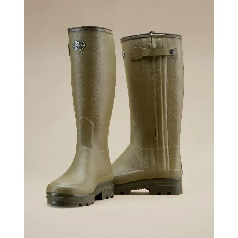 Le Chameau Mens Chasseur Neoprene Lined Full Zip Boot - Iconic Green