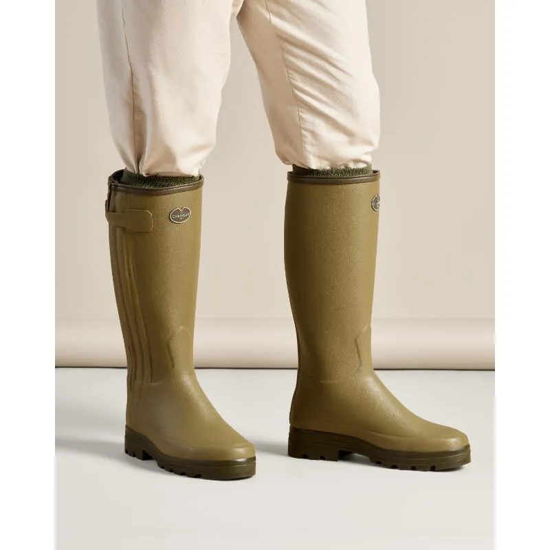 Le Chameau Mens Chasseur Neoprene Lined Full Zip Boot - Iconic Green