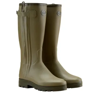 Le Chameau Mens Chasseur Neoprene Lined Full Zip Boot - Iconic Green