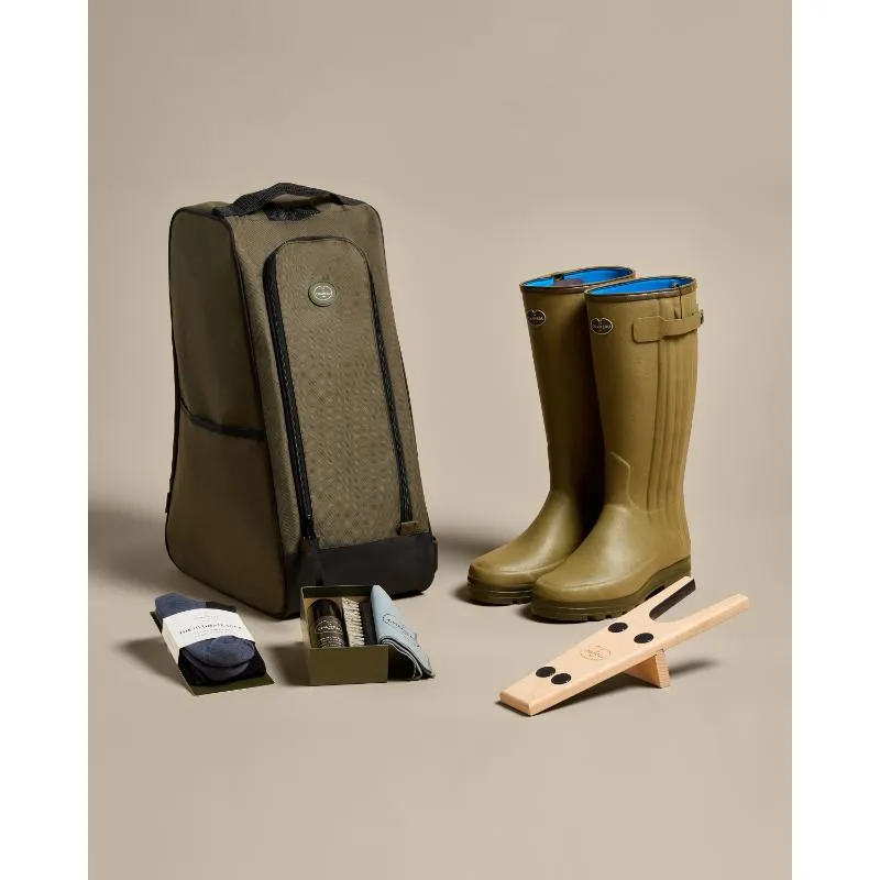 Le Chameau Mens Chasseur Neoprene Lined Full Zip Boot - Iconic Green