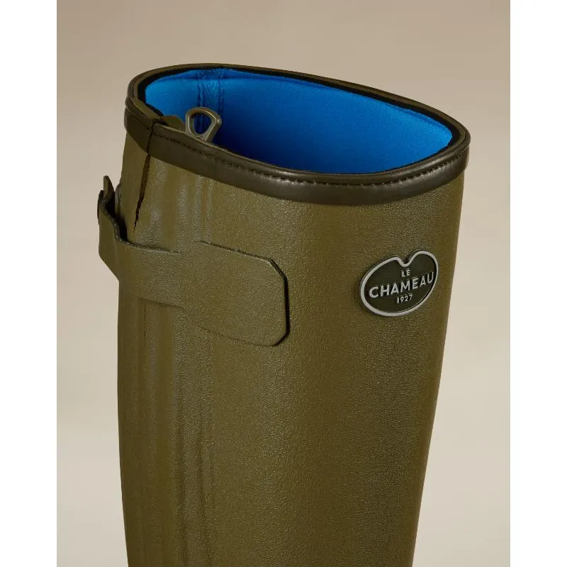 Le Chameau Mens Chasseur Neoprene Lined Full Zip Boot - Iconic Green
