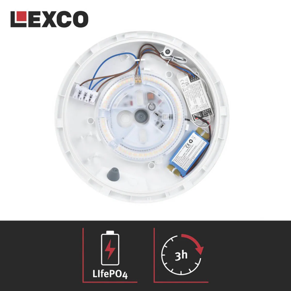 Lexco Pegasi Indoor Maintained or Non-Maintained Emergency Round LED Bulkhead White 19W 1200-1900lm
