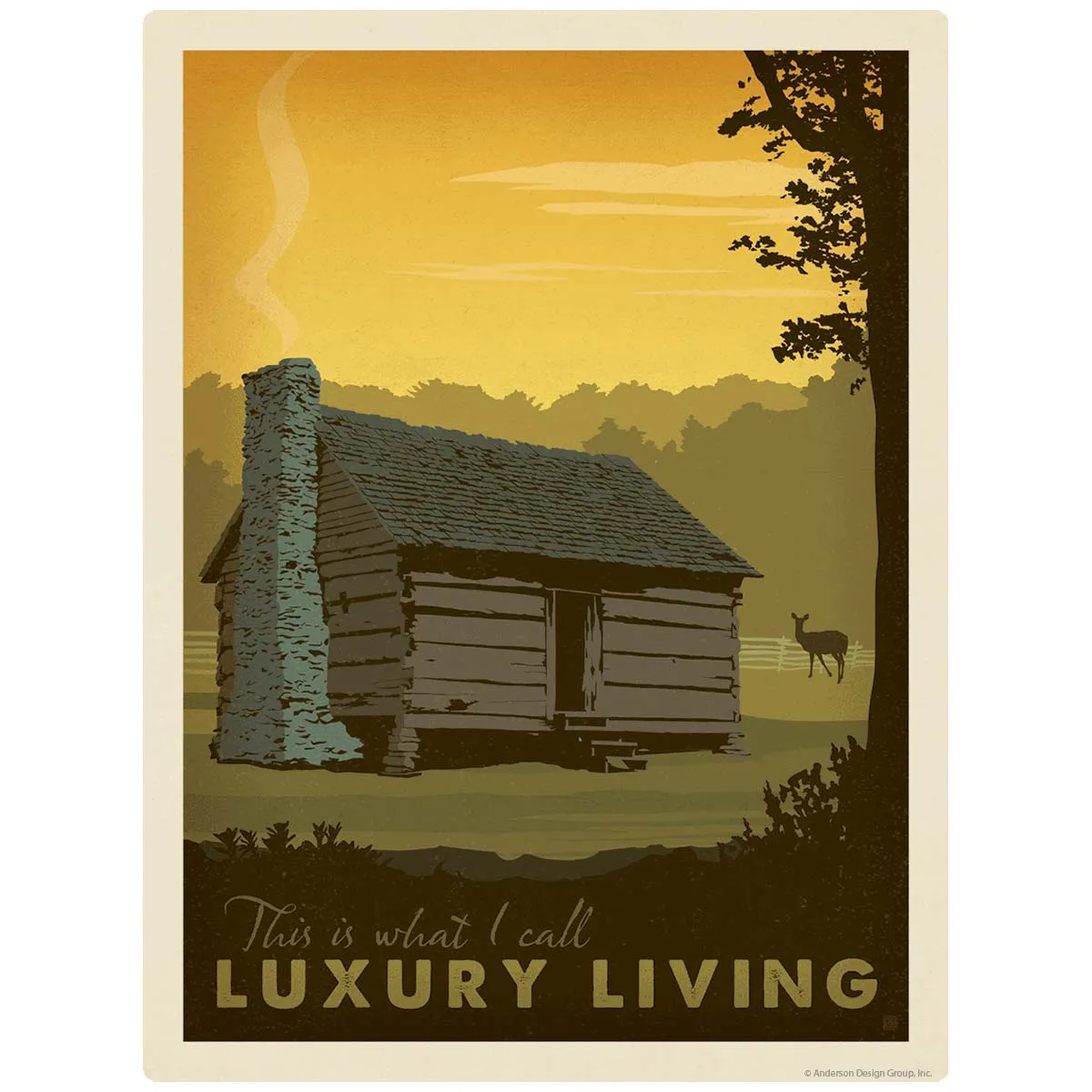 Log Cabin Luxury Living Vinyl Sticker