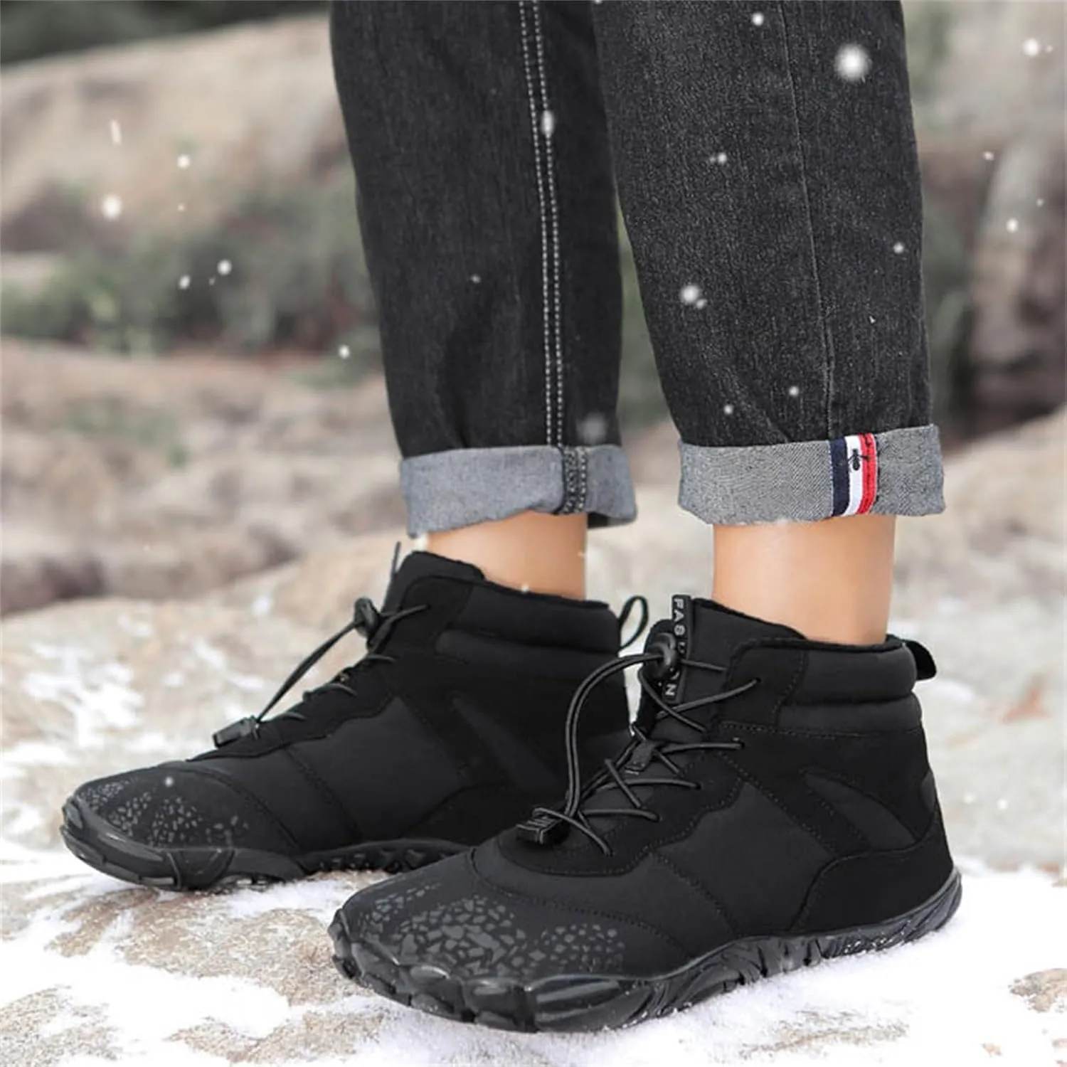 Men Work Boots Steel Toe Hiking Sneakers Warm Fur Lined Working Shoes for Women Business Casual Slip On Platform Shoes Lightweight Comfortable Hike Grounded Footwear