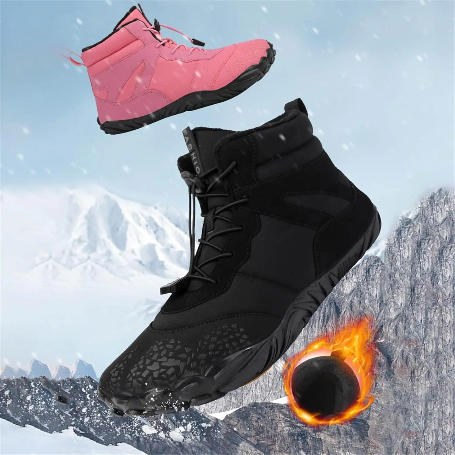Men Work Boots Steel Toe Hiking Sneakers Warm Fur Lined Working Shoes for Women Business Casual Slip On Platform Shoes Lightweight Comfortable Hike Grounded Footwear