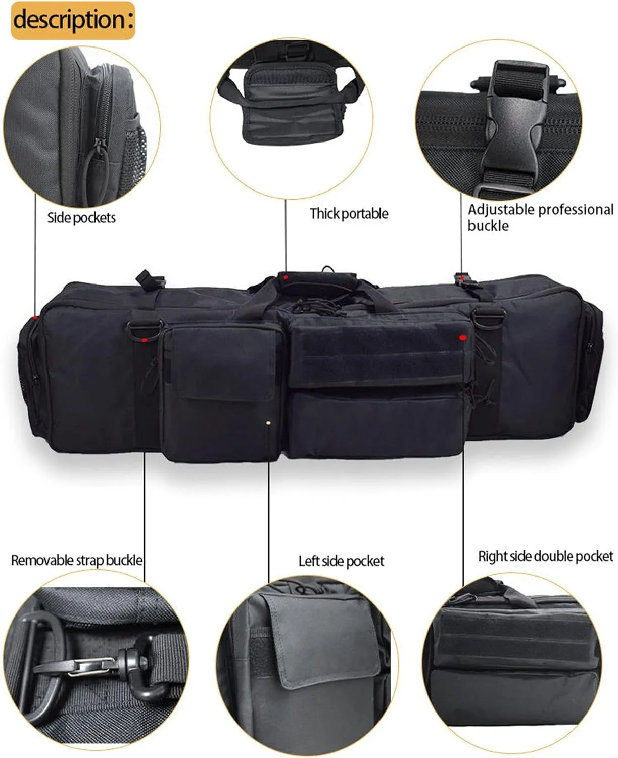 Outdoor Hunting Tactical Military Rifle Gun Backpack Bag Jy-142 Black