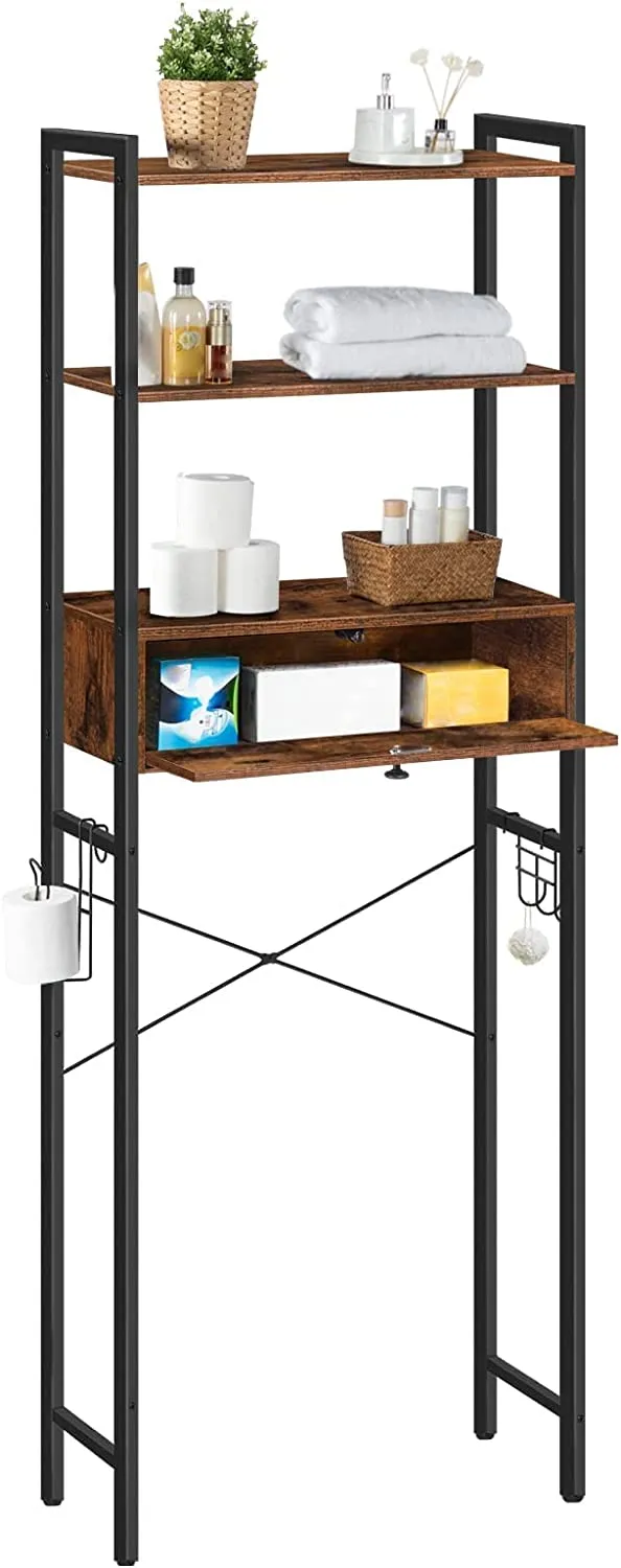 Over The Toilet Storage, 3 Tier Bathroom Organizer Shelf with Drawers, Freestanding Bathroom Space Saver