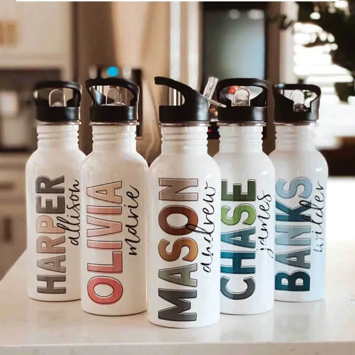 Personalized Kids Color Block Water Bottles