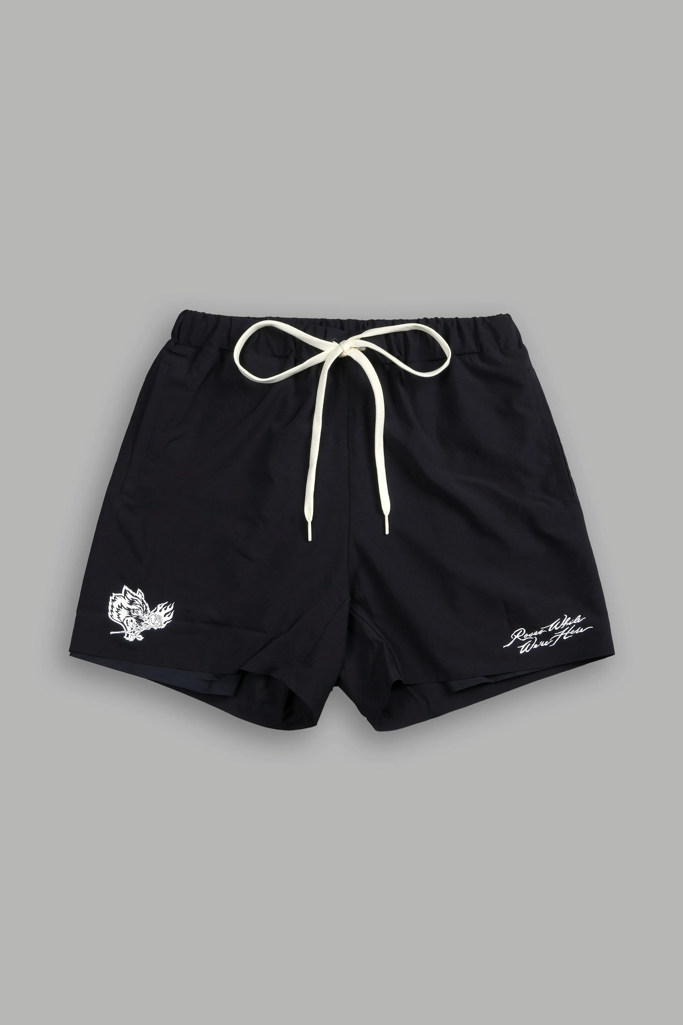 Roses While We're Here Compression Shorts in Black