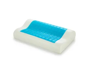 Royal Comfort Cooling Gel Contour High Density Memory Foam Pillow Single Pack 30 x 50 cm White, Blue