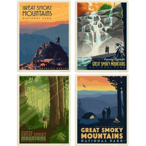 Smoky Mountains Natl Park Hiking Vinyl Sticker Set Of 4