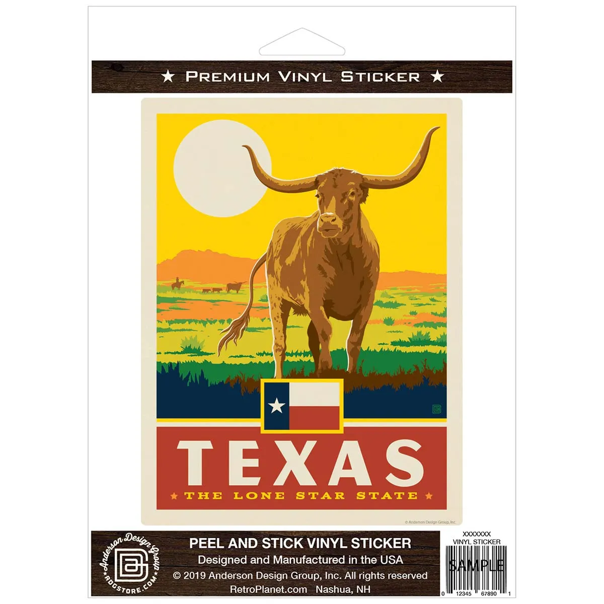 Texas Lone Star State Longhorn Vinyl Sticker