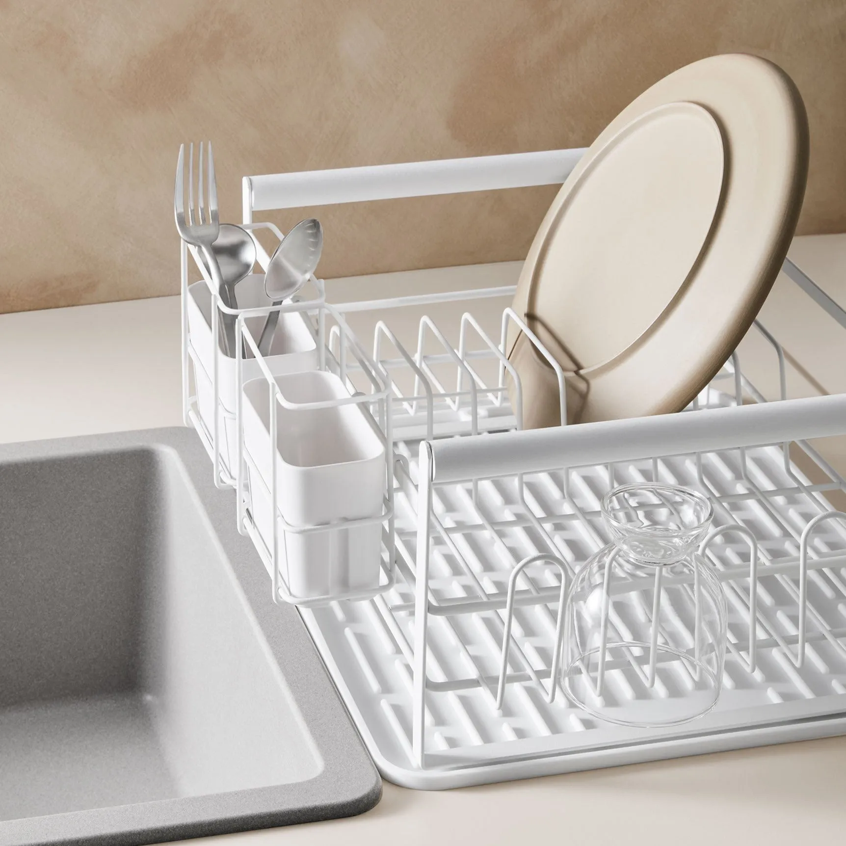 The Frame Dish Rack Removable Utensil Holders - White