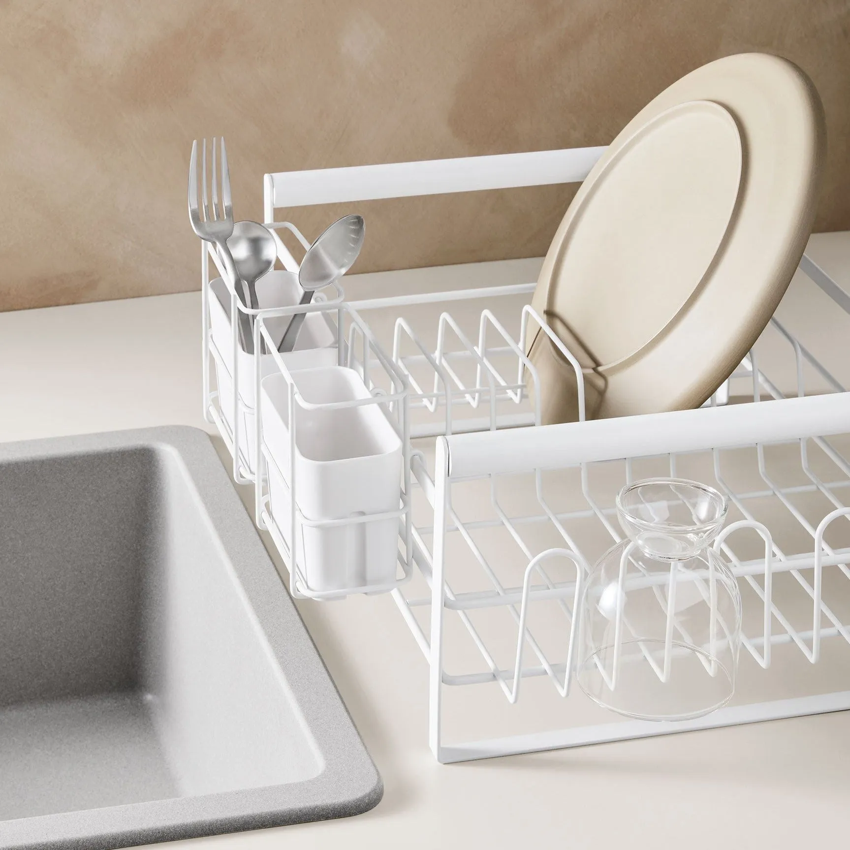 The Frame Dish Rack Removable Utensil Holders - White