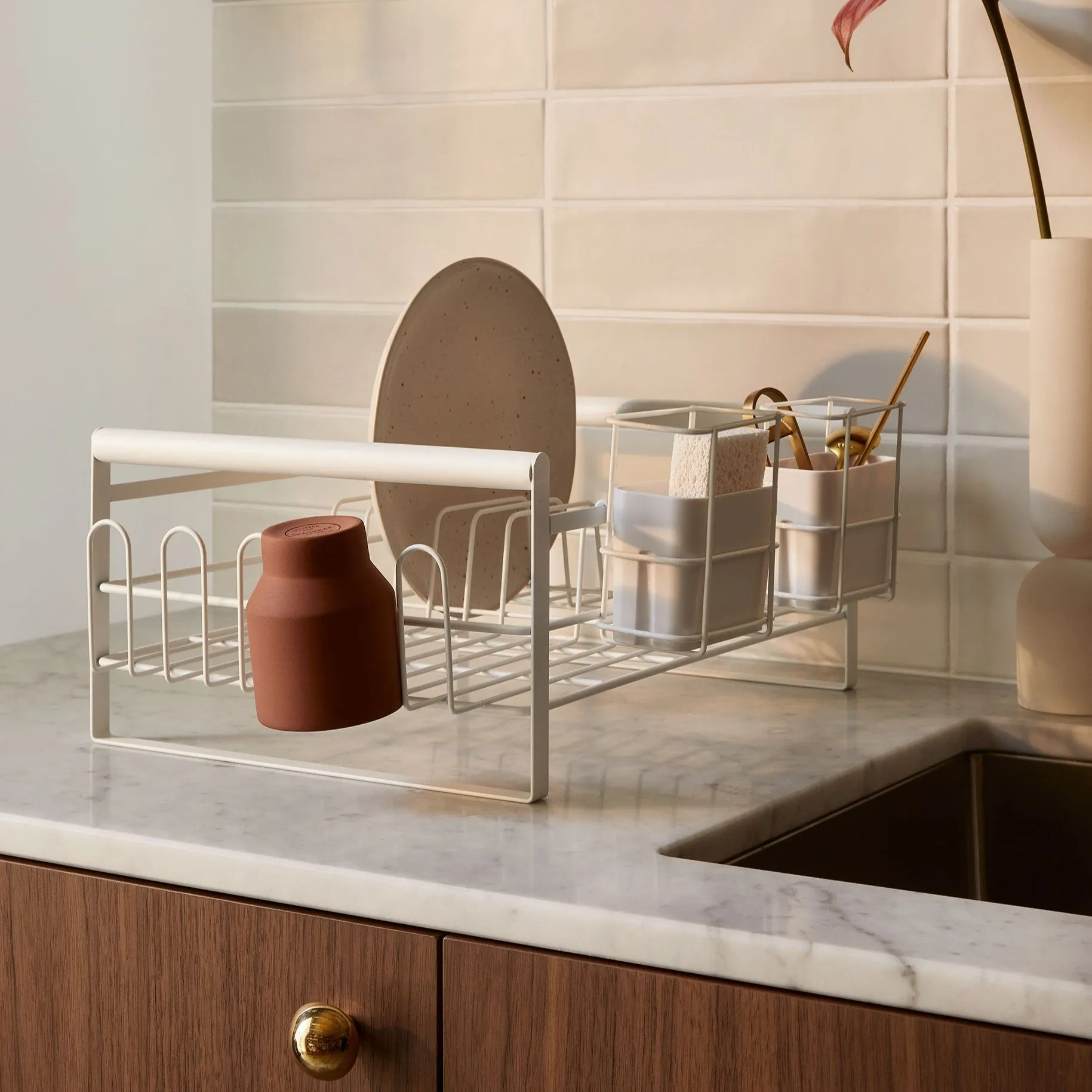 The Frame Dish Rack Removable Utensil Holders - White