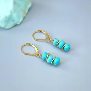 Turquoise Earrings dangle silver lightweight everyday jewelry