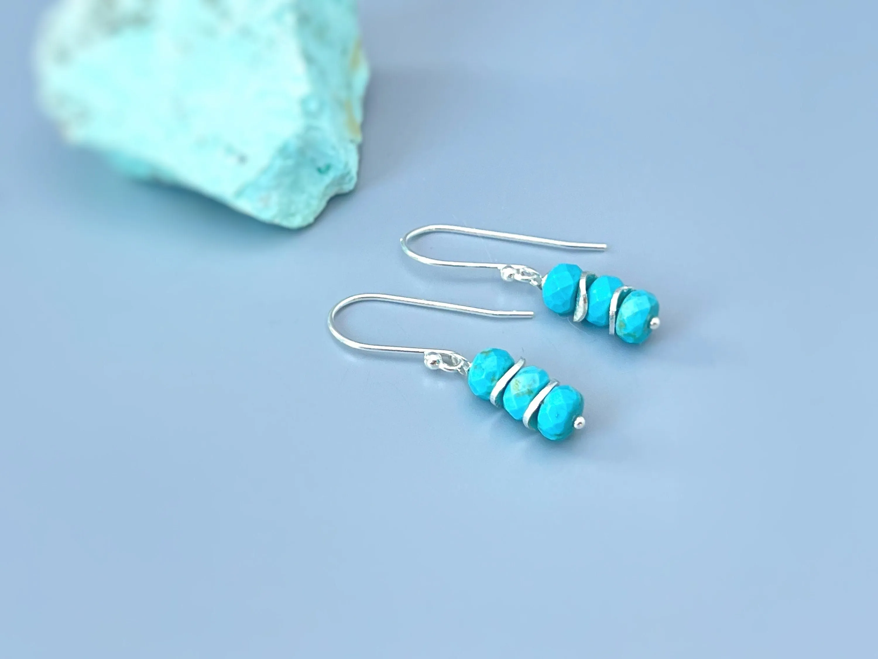 Turquoise Earrings dangle silver lightweight everyday jewelry