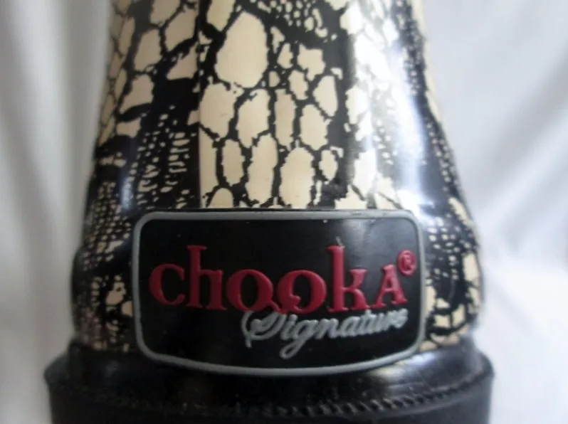 Womens CHOOKA LACEY LACE CREAM Wellies Rain Boots Gumboots Foul Weather 7 Vegan