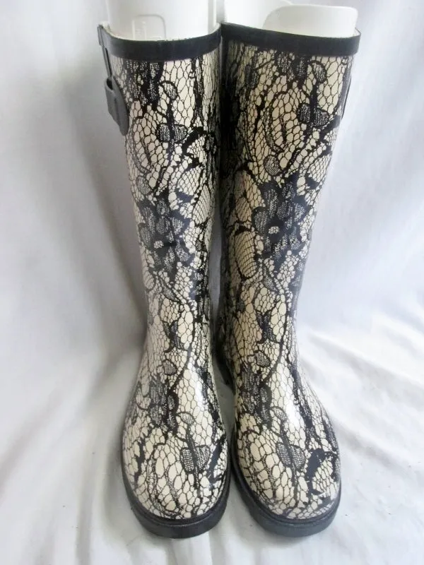 Womens CHOOKA LACEY LACE CREAM Wellies Rain Boots Gumboots Foul Weather 7 Vegan
