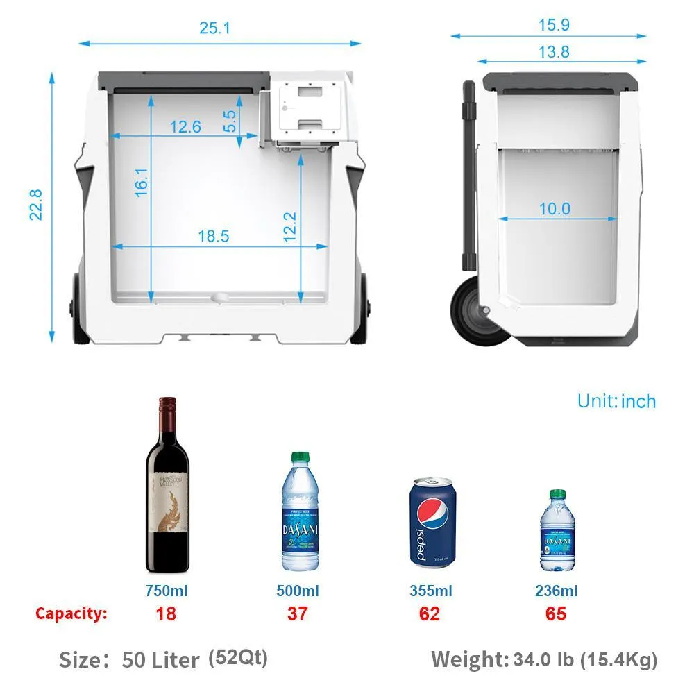 X50A Portable Solar Fridge/Freezer (52 Quarts) and 90W Solar Panel