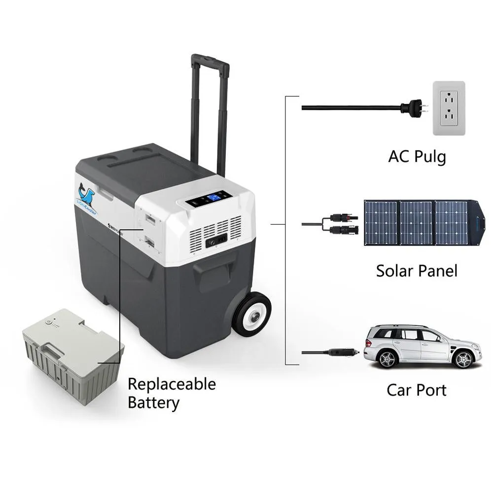 X50A Portable Solar Fridge/Freezer (52 Quarts) and 90W Solar Panel