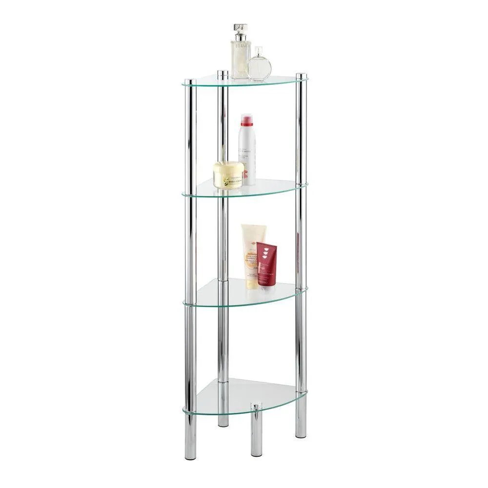Yago 4 Tier Glass Corner Shelving Unit
